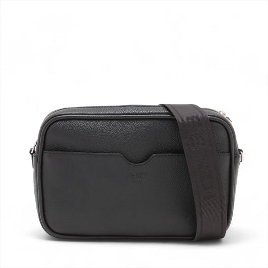 Fendi Logo Medium Leather Camera Bag Black