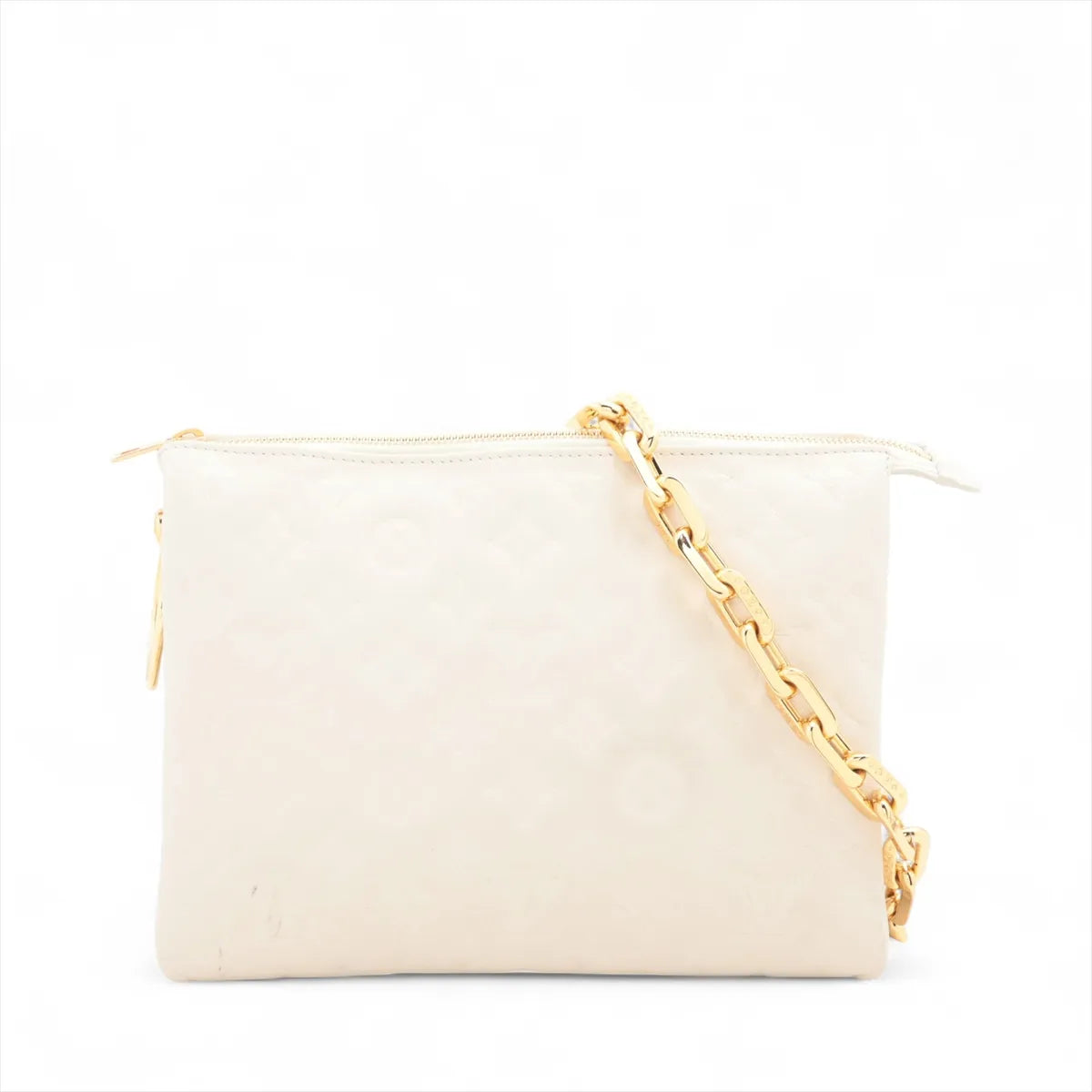 Louis Vuitton Monogram Embossed Coussin PM White