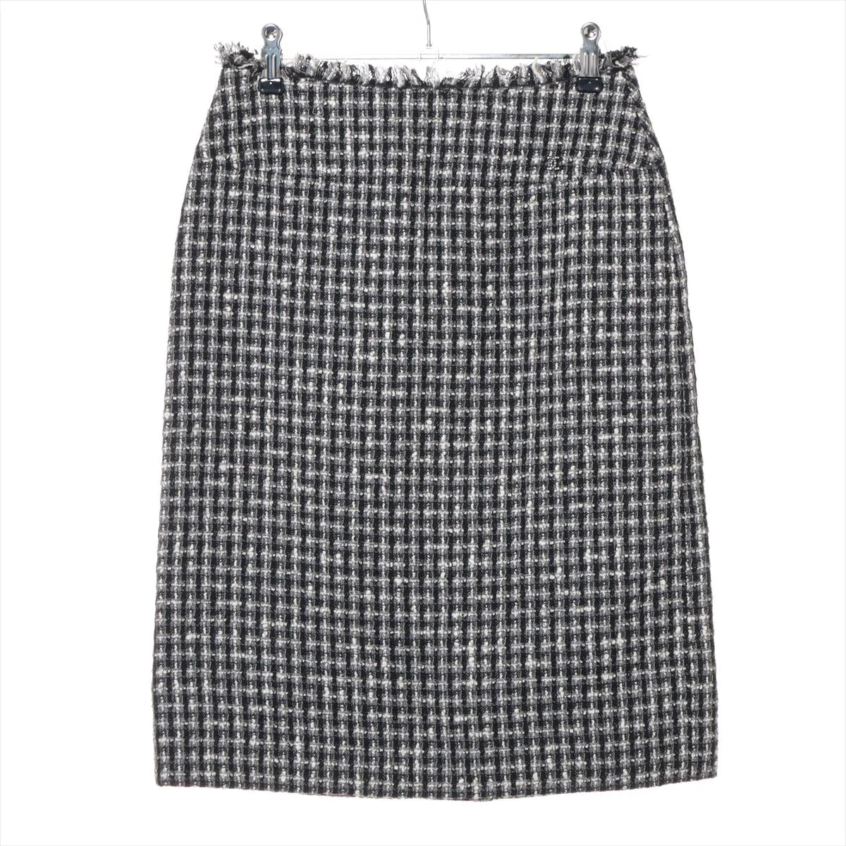 Chanel CC Logo Wool Tweed Skirt Black