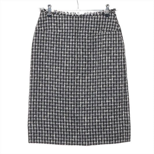 Chanel CC Logo Wool Tweed Skirt Black