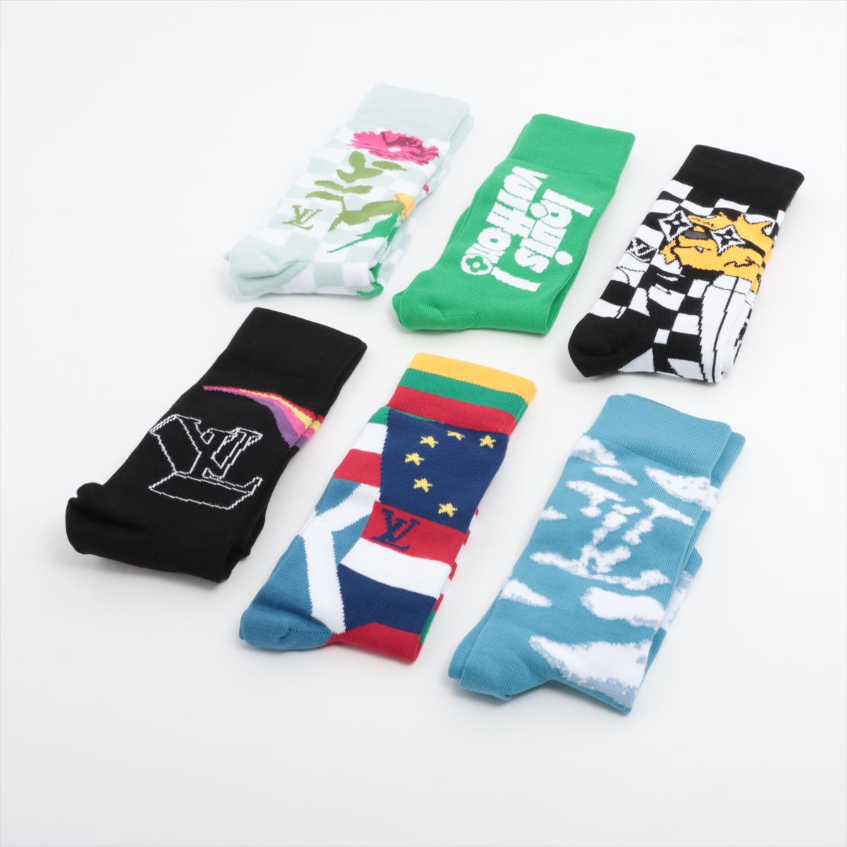 #1 Louis Vuitton Virgil Abloh IV Archives Socks 6 Piece Set *COLLECTORS*