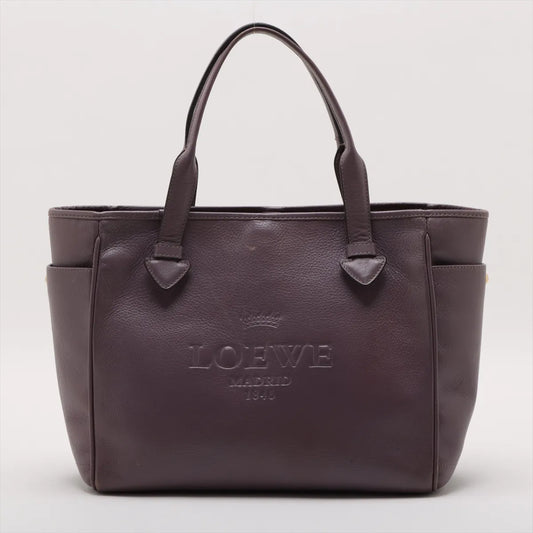 Loewe Logo Leather Tote Bag Mauve Taupe