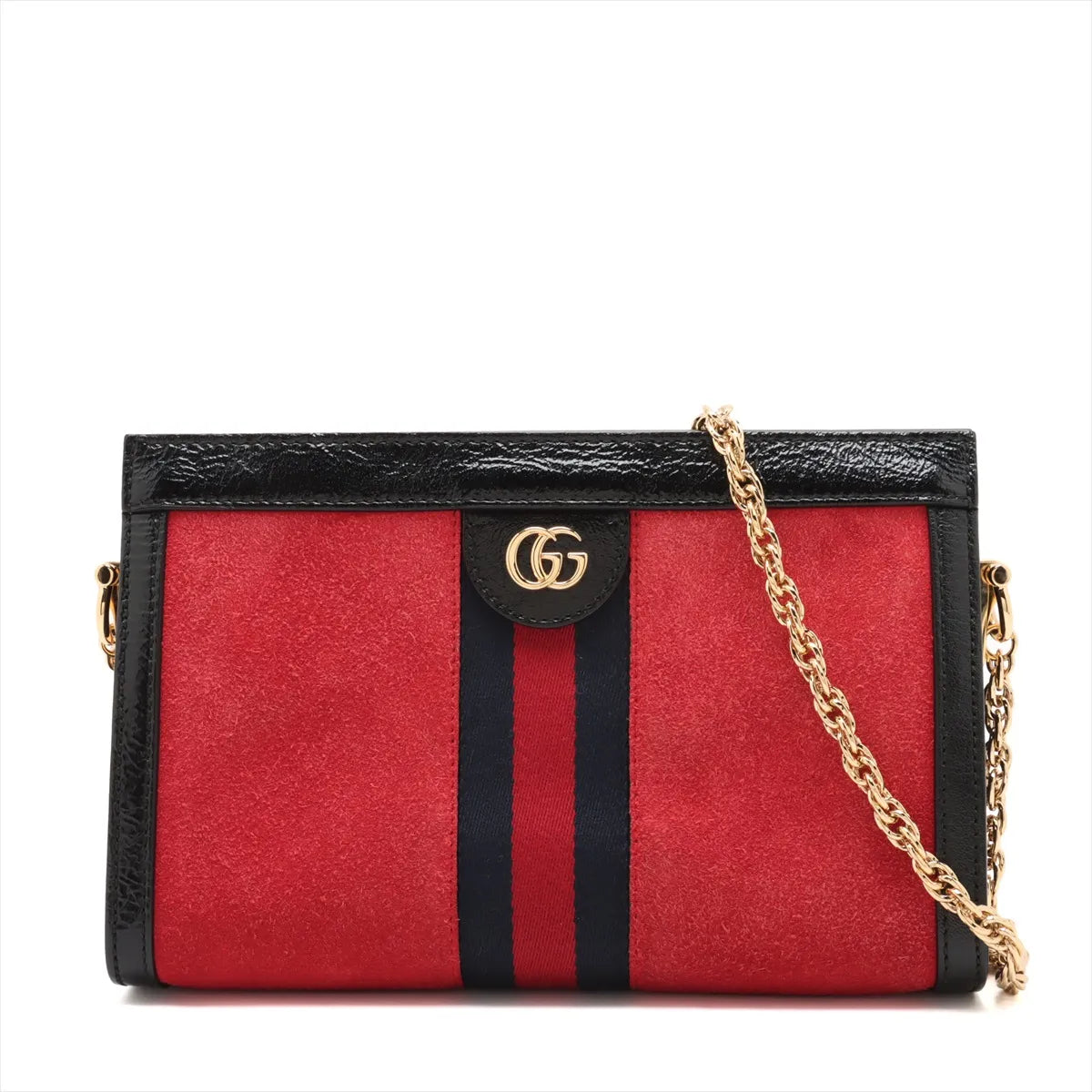 Gucci GG Logo Ophidia Suede Leather Chain Shoulder Bag Red