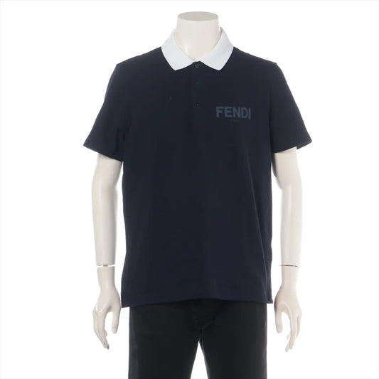Fendi Cotton Polo Shirt Navy x White