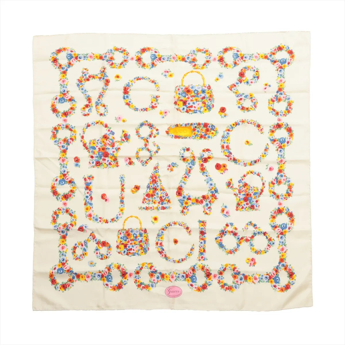 Gucci Flower Silk Scarf Ivory