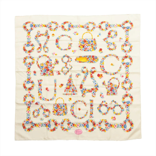 Gucci Flower Silk Scarf Ivory