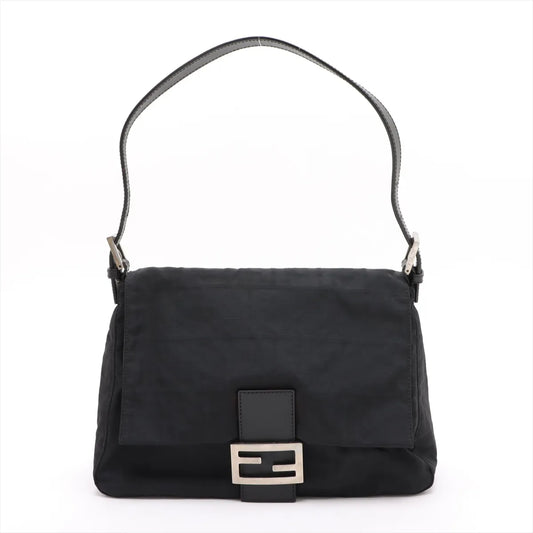 Fendi Zucca Mamma Baguette Shoulder Bag Black