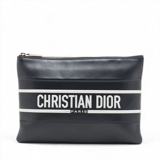 Christian Dior Vibe Leather Clutch Bag Navy Blue