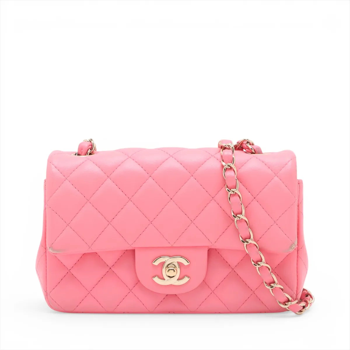 Chanel Mini Matelasse 20 Lambskin Single Flap Single Chain Bag Pink