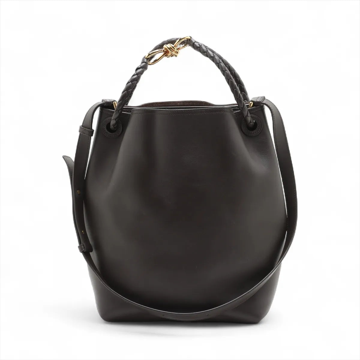 Bottega Veneta Andiamo Leather Two-Way Bucket Bag Brown