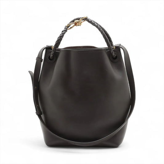 Bottega Veneta Andiamo Leather Two-Way Bucket Bag Brown