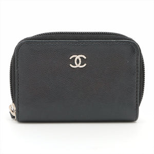 Best Chanel CC Logo Caviarskin Coin Case Black