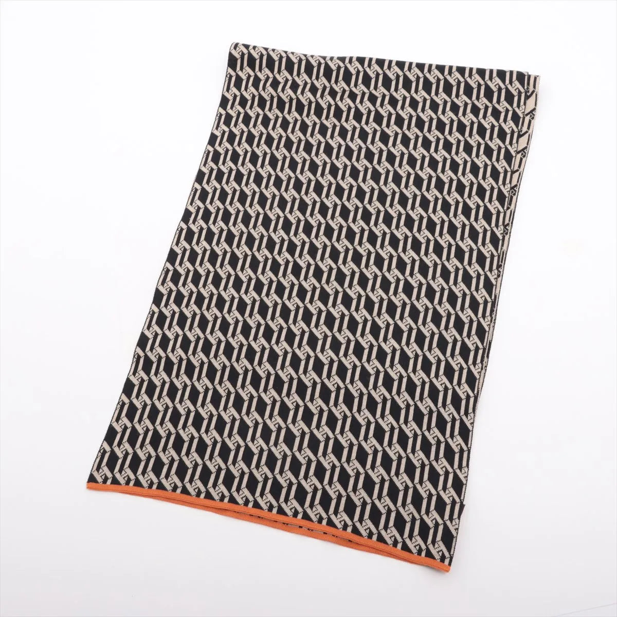 Hermès H Logo Knit Scarf Beige x Black
