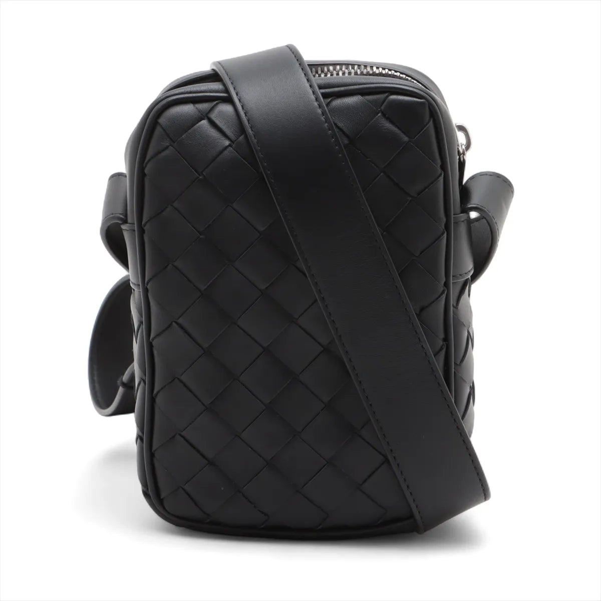Bottega Veneta Intrecciato Leather Shoulder Bag Black