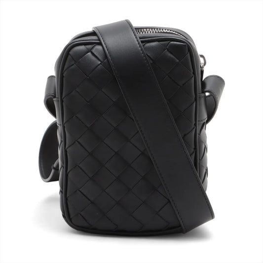 Bottega Veneta Intrecciato Leather Shoulder Bag Black