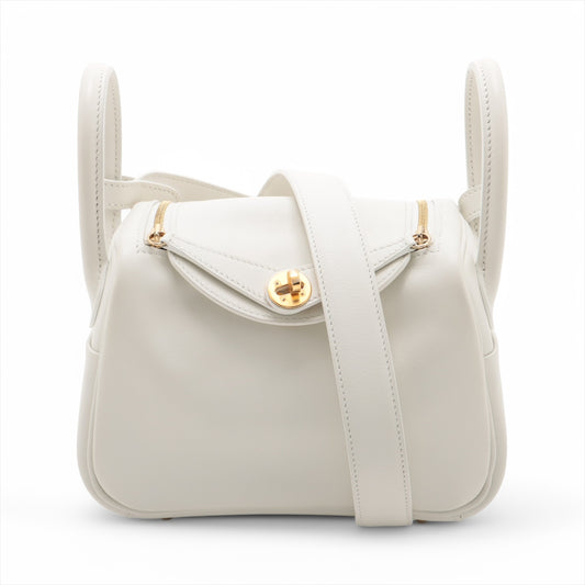 Hermes Lindy Mini 20 Veau Swift Shoulder Bag New White * PREORDER *