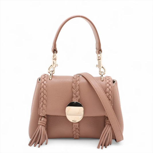 Chloe Penelope Leather Two-Way Shoulder Bag Beige