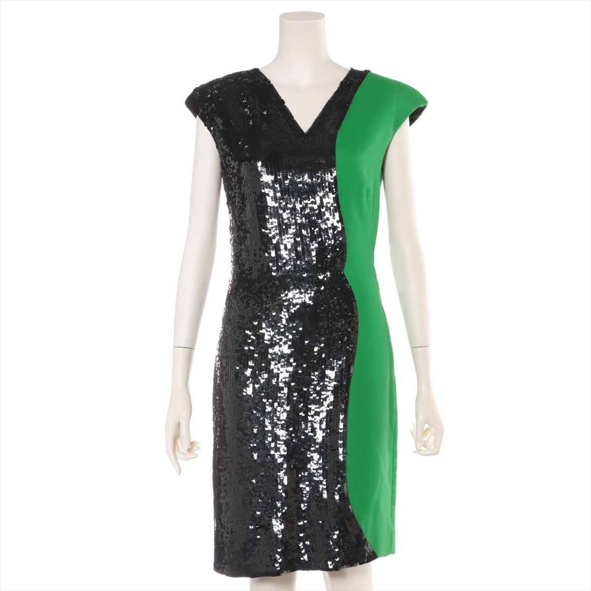 #1 Emilio Pucci  Sequins Rayon Dress Black x Green