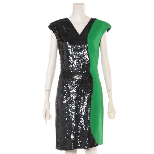 #1 Emilio Pucci  Sequins Rayon Dress Black x Green