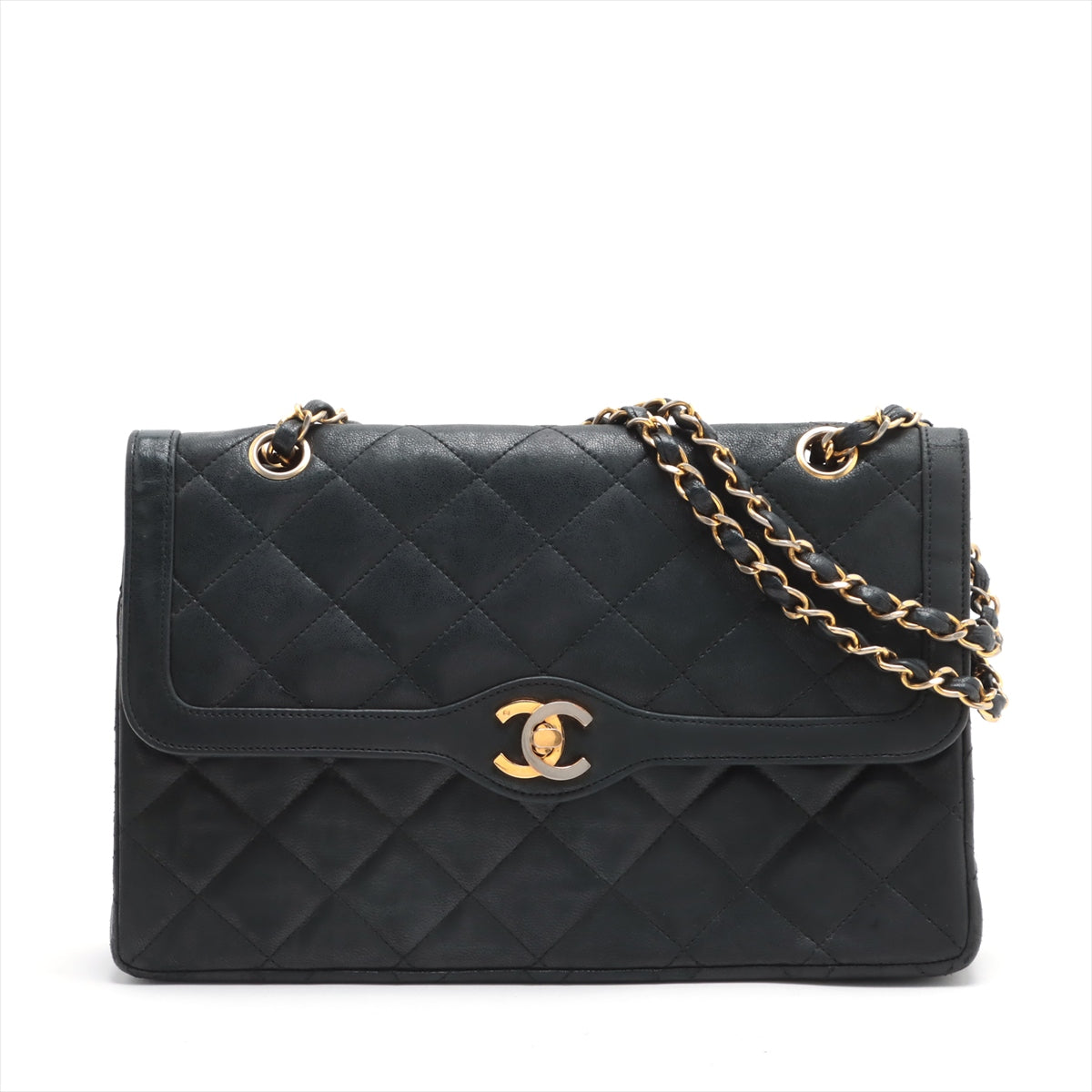 Chanel Matelasse Caviar Skin Double Flap Double Chain Bag Beige SilverMetal  17 S