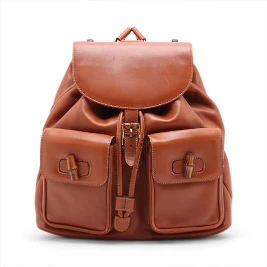 Gucci Bamboo Leather Backpack Brown