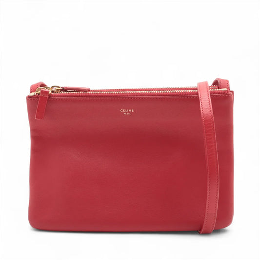 Celine Trio Leather Shoulder Bag Red