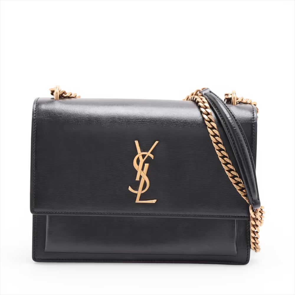 Saint Laurent Paris Sunset Leather Chain Shoulder Bag Black