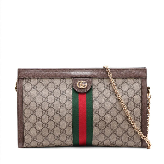 Gucci GG Supreme Chain Shoulder Bag Brown