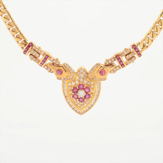 Ruby Colored Stone Diamond Necklace
