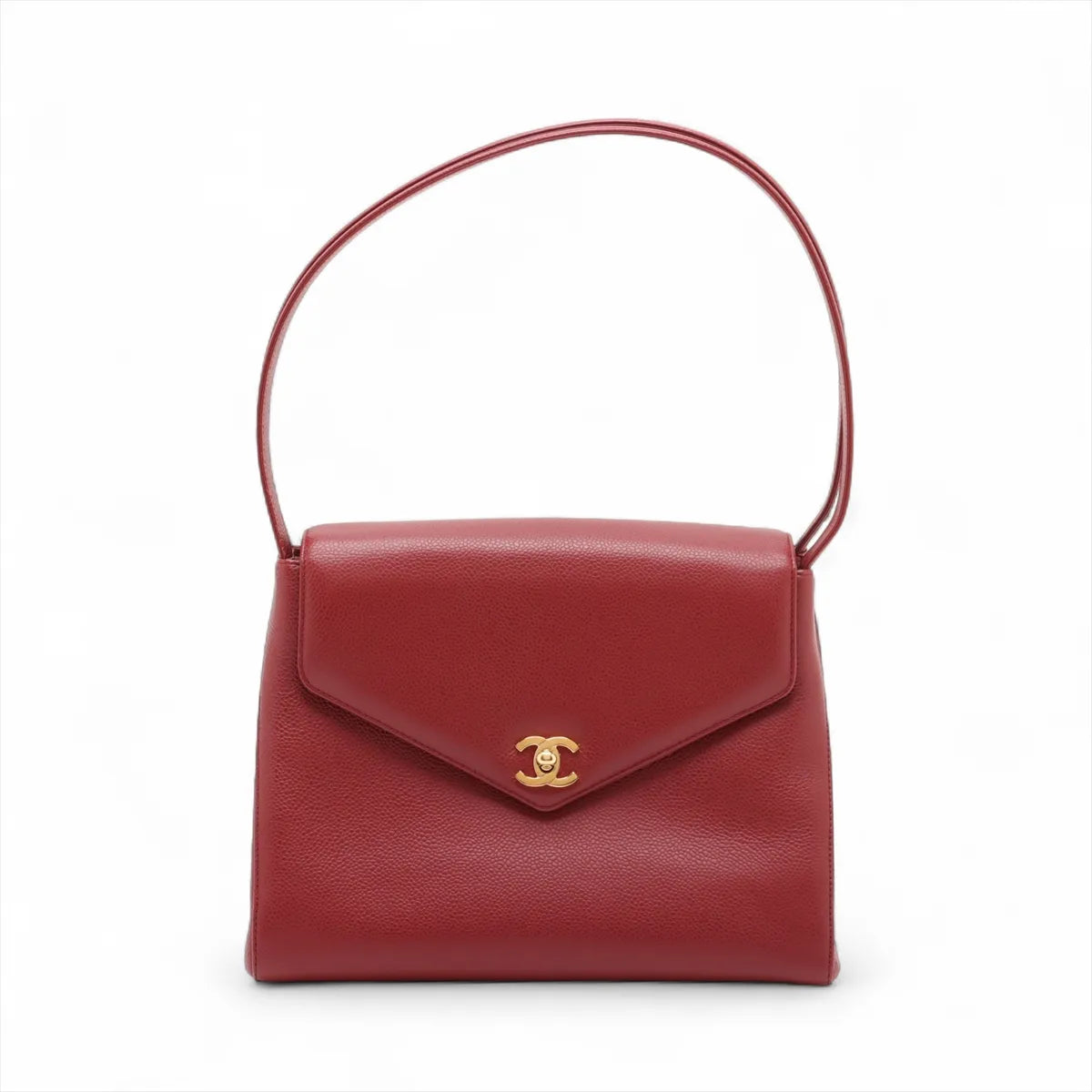 Chanel CC Logo Caviar Skin Shoulder Bag Bordeaux