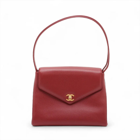 Chanel CC Logo Caviar Skin Shoulder Bag Bordeaux