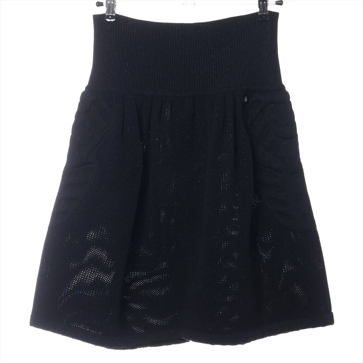 Chanel CC Logo Glitter Wool Knit Skirt Black