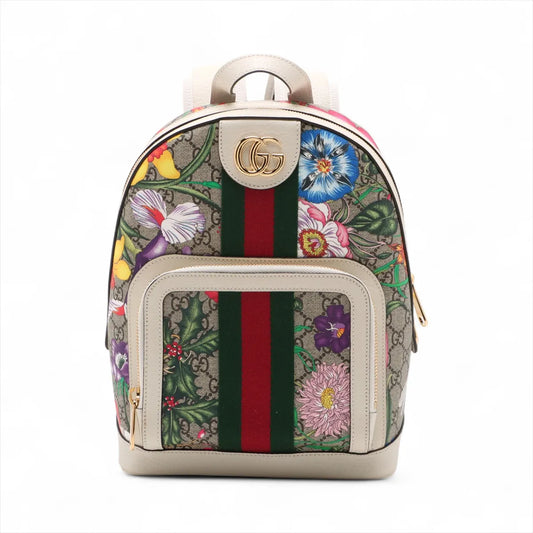 Gucci GG Floral Ophidia Backpack White
