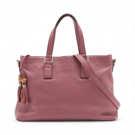 Gucci Bamboo Tassel Leather Two-Way Handbag Pink