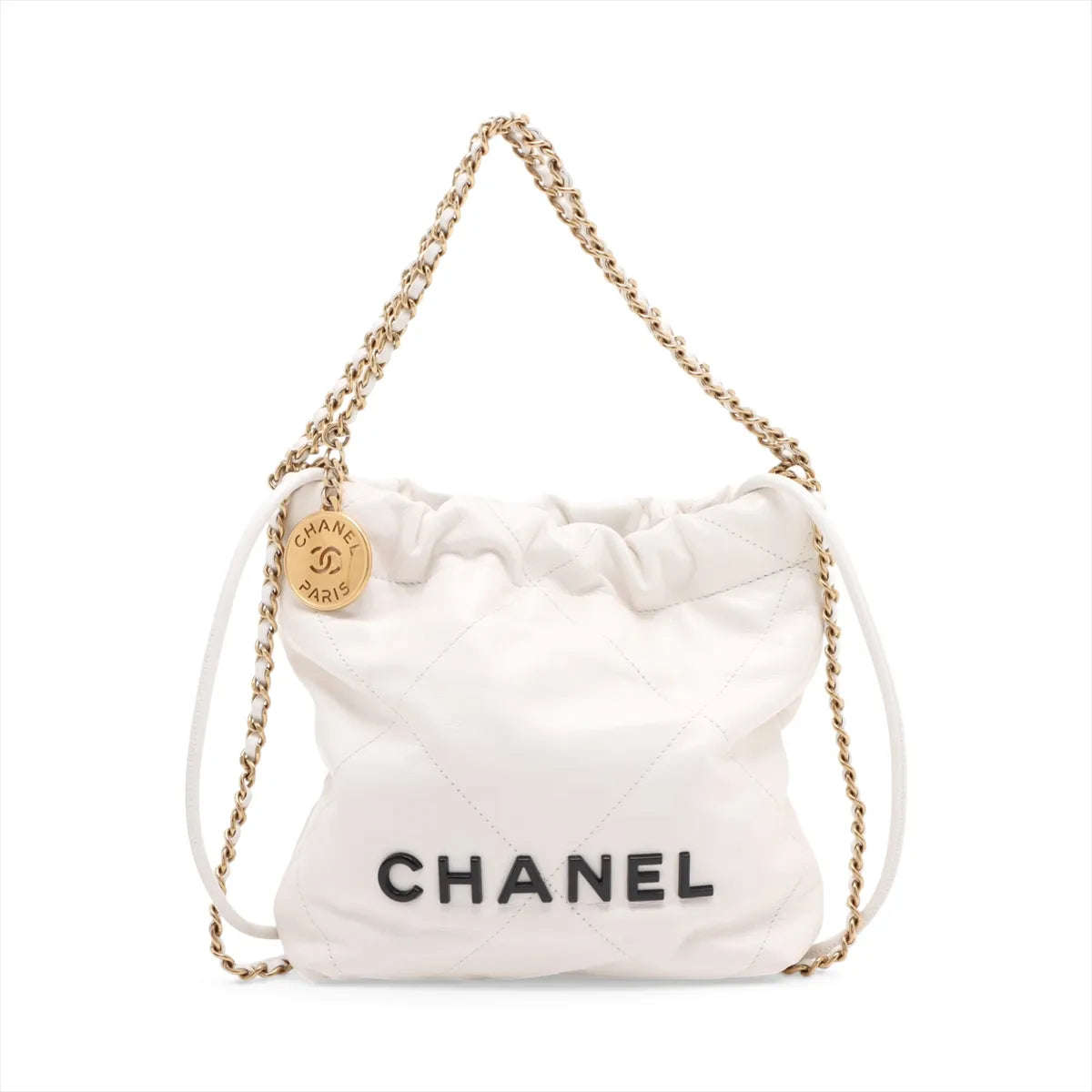 Chanel Chanel 22 Mini Shiny Calfskin Chain Shoulder Bag White