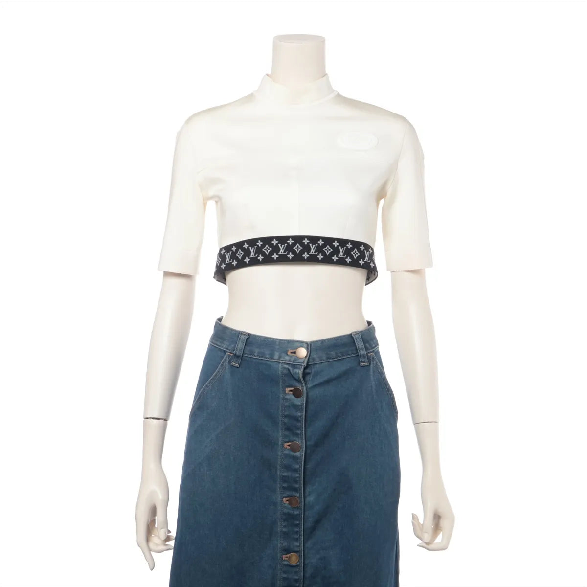 Louis Vuitton Nylon Crop-top T-shirt Ivory