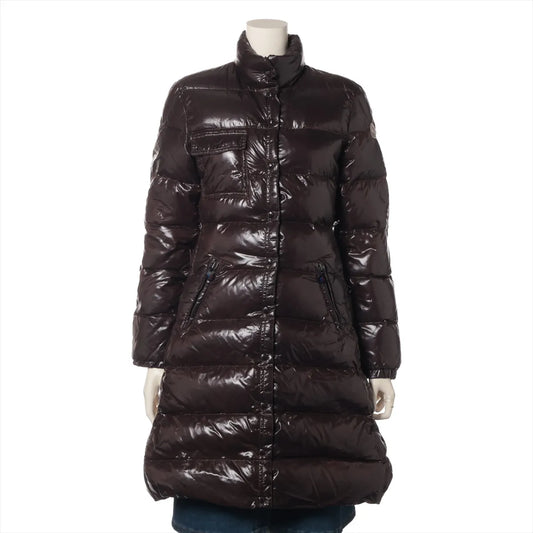 Moncler Meina Nylon Down Coat Brown
