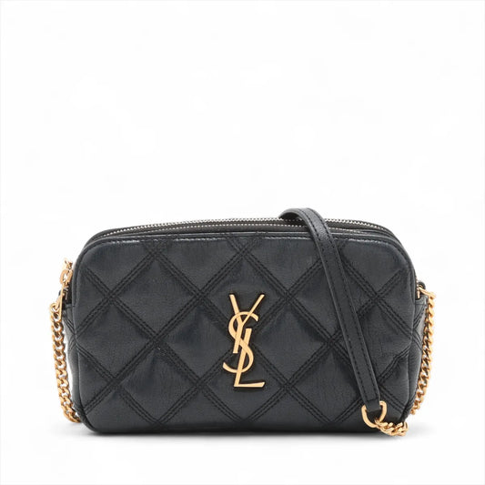 Saint Laurent Paris Becky Leather Chain Shoulder Bag Black