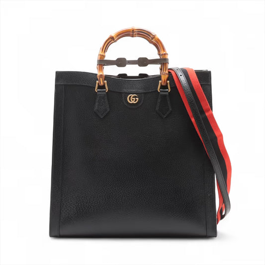Gucci Bamboo Diana Pigskin Two-Way Handbag Black
