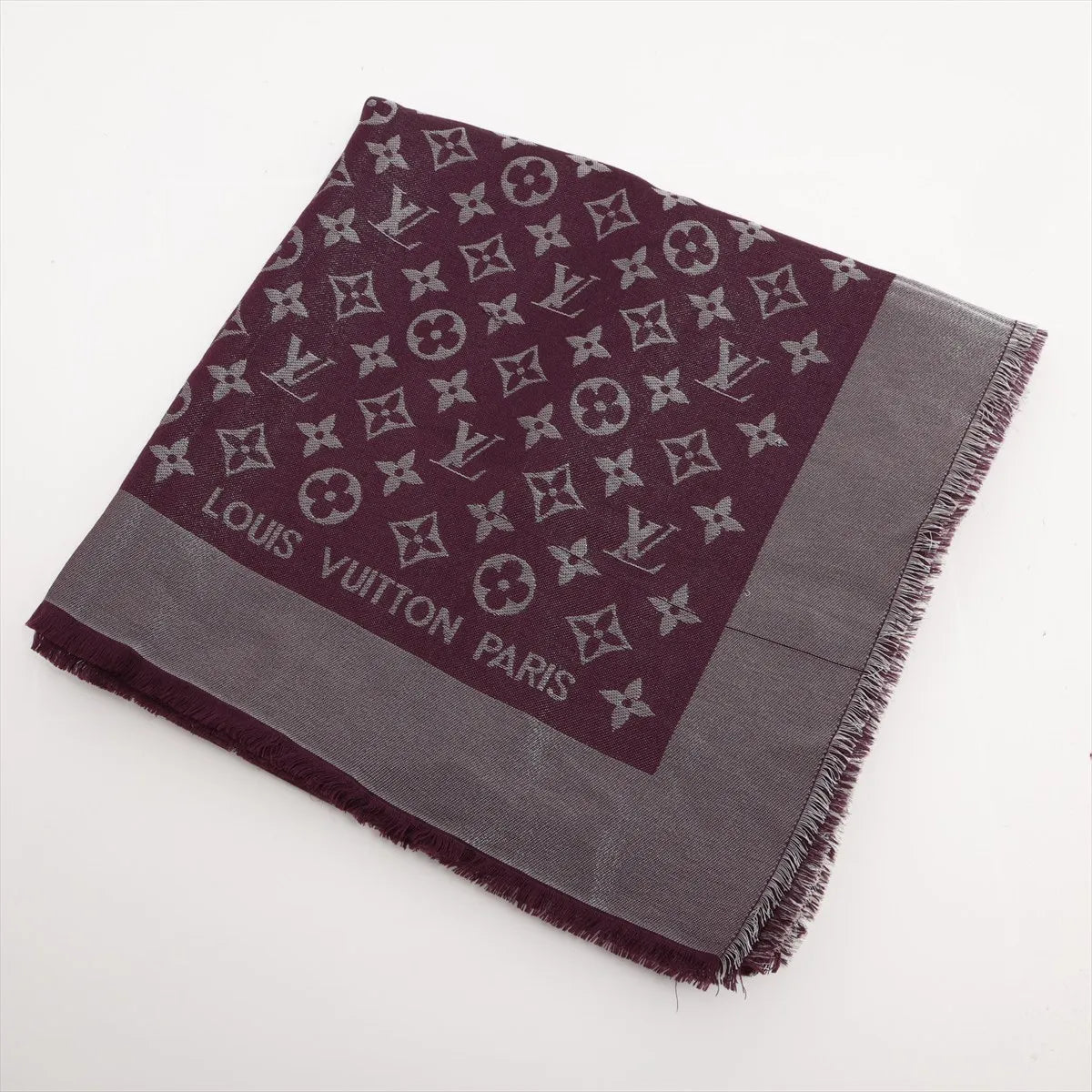 Louis Vuitton Monogram Shine Wool Silk Scarf Metal Purple