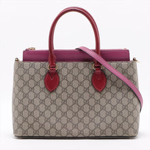Load image into Gallery viewer, Gucci GG Supreme Two-Way Tote Bag Purple x Beige
