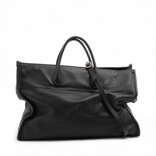 Gucci Logo Leather Two-Way Tote Bag Black