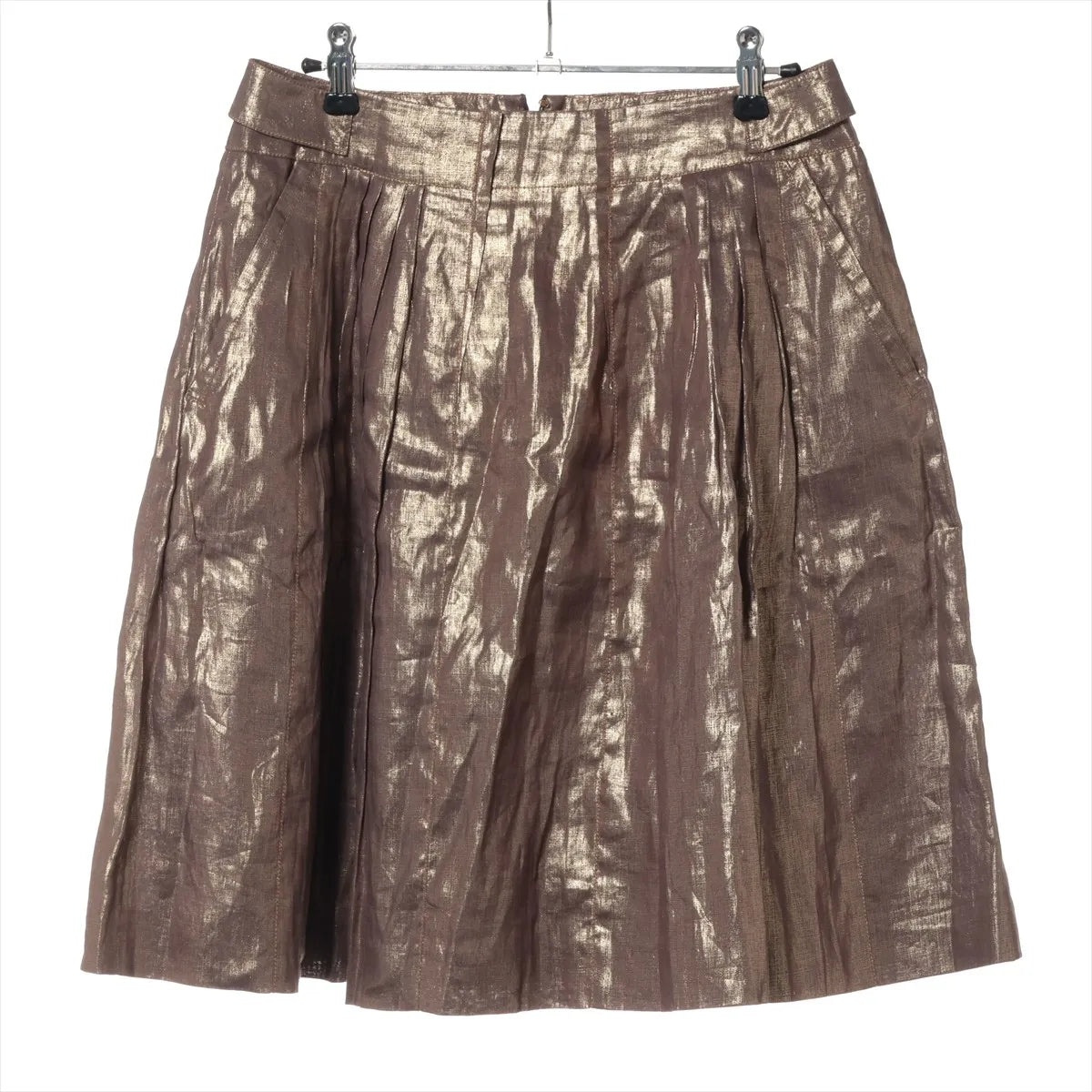 Christian Dior Linen Skirt Brown x Metallic Gold