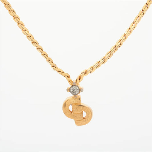 Christian Dior CD Logo Rhinestone Pendant Necklace