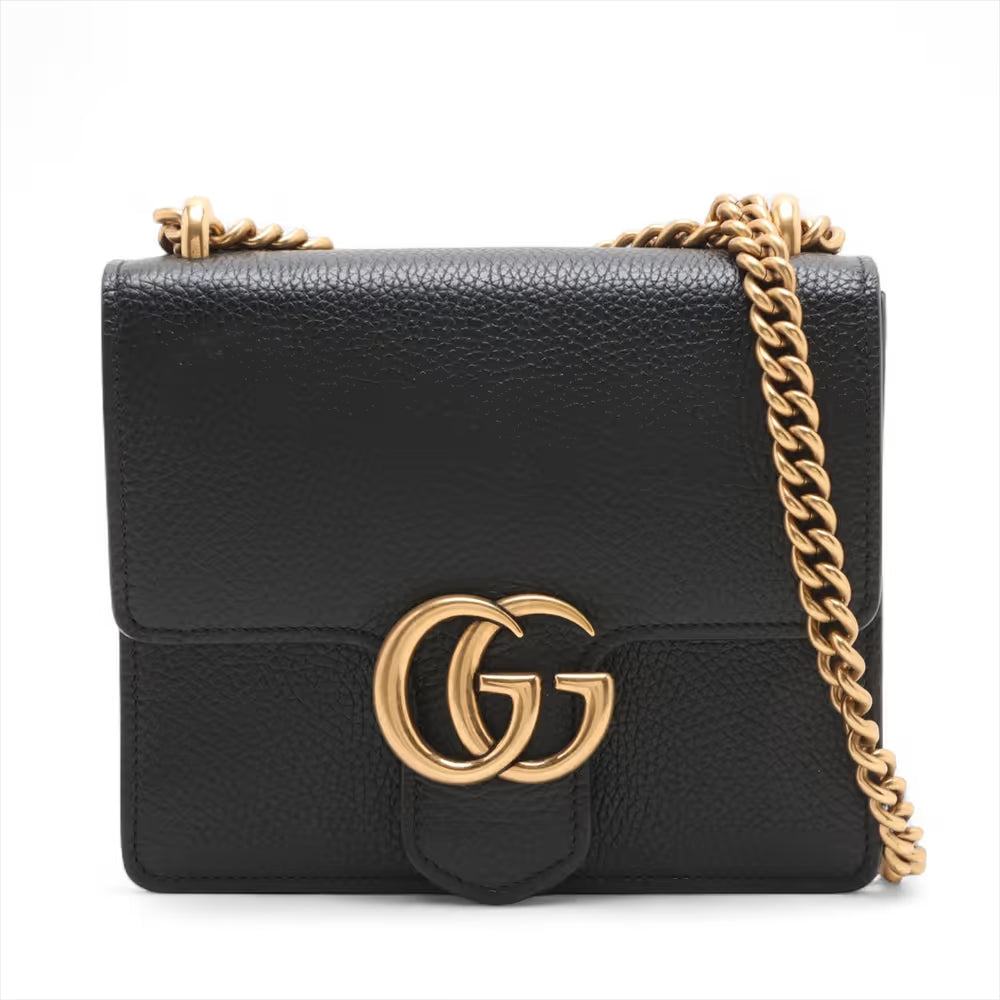 Gucci GG Marmont Leather Chain Shoulder Bag Black