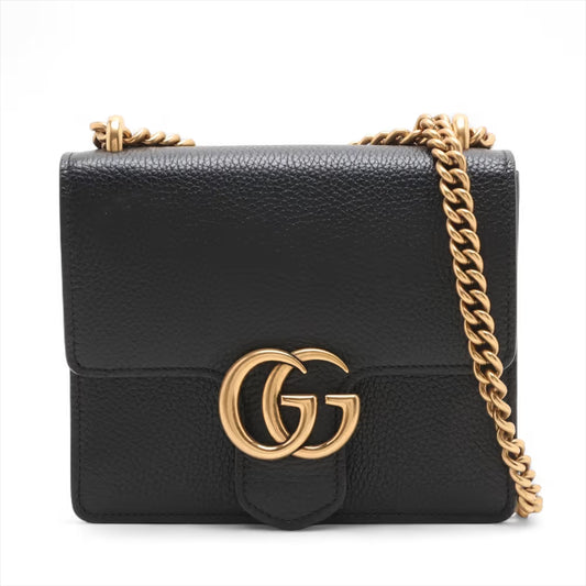Gucci GG Marmont Leather Chain Shoulder Bag Black