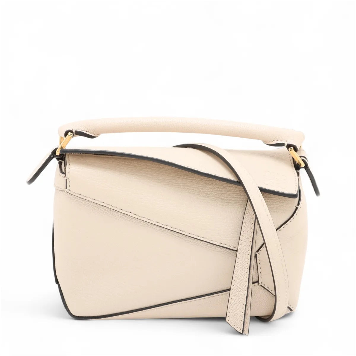 Loewe Mini Puzzle Bag Leather Shoulder Bag Beige