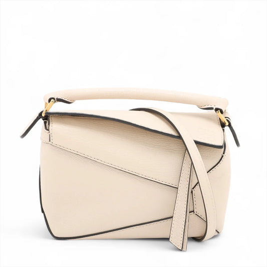 Loewe Mini Puzzle Bag Leather Shoulder Bag Beige
