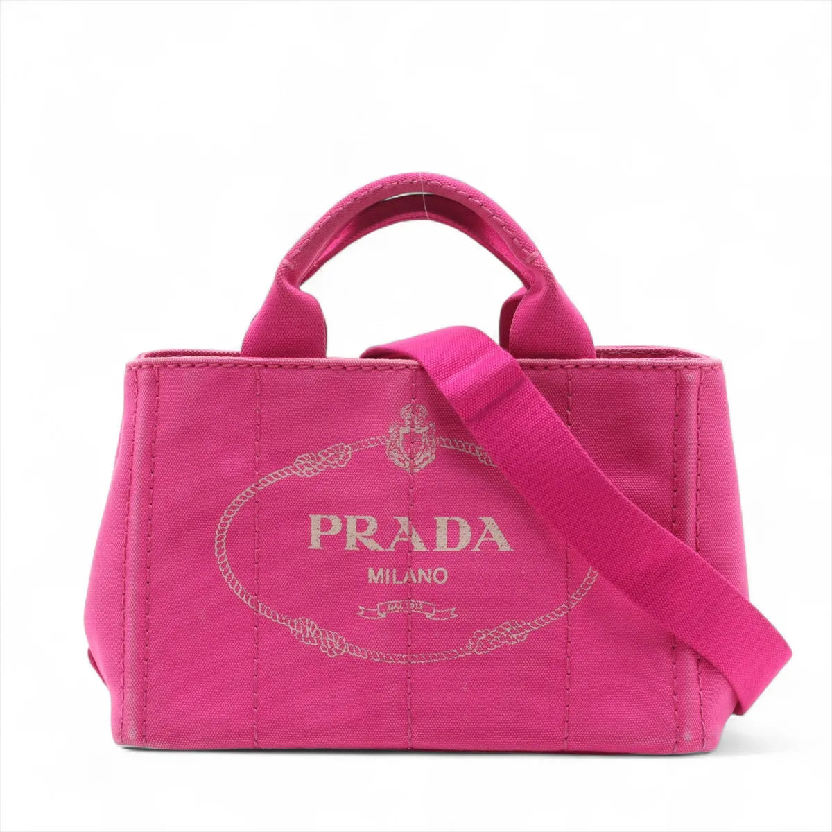 Prada Canapa Canvas Two-Way Handbag Hot Pink