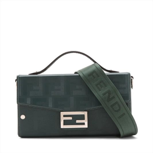 Fendi FF Logo Zucca Soft Trunk Baguette Leather Two-Way Shoulder Bag Army Green *PREORDER*